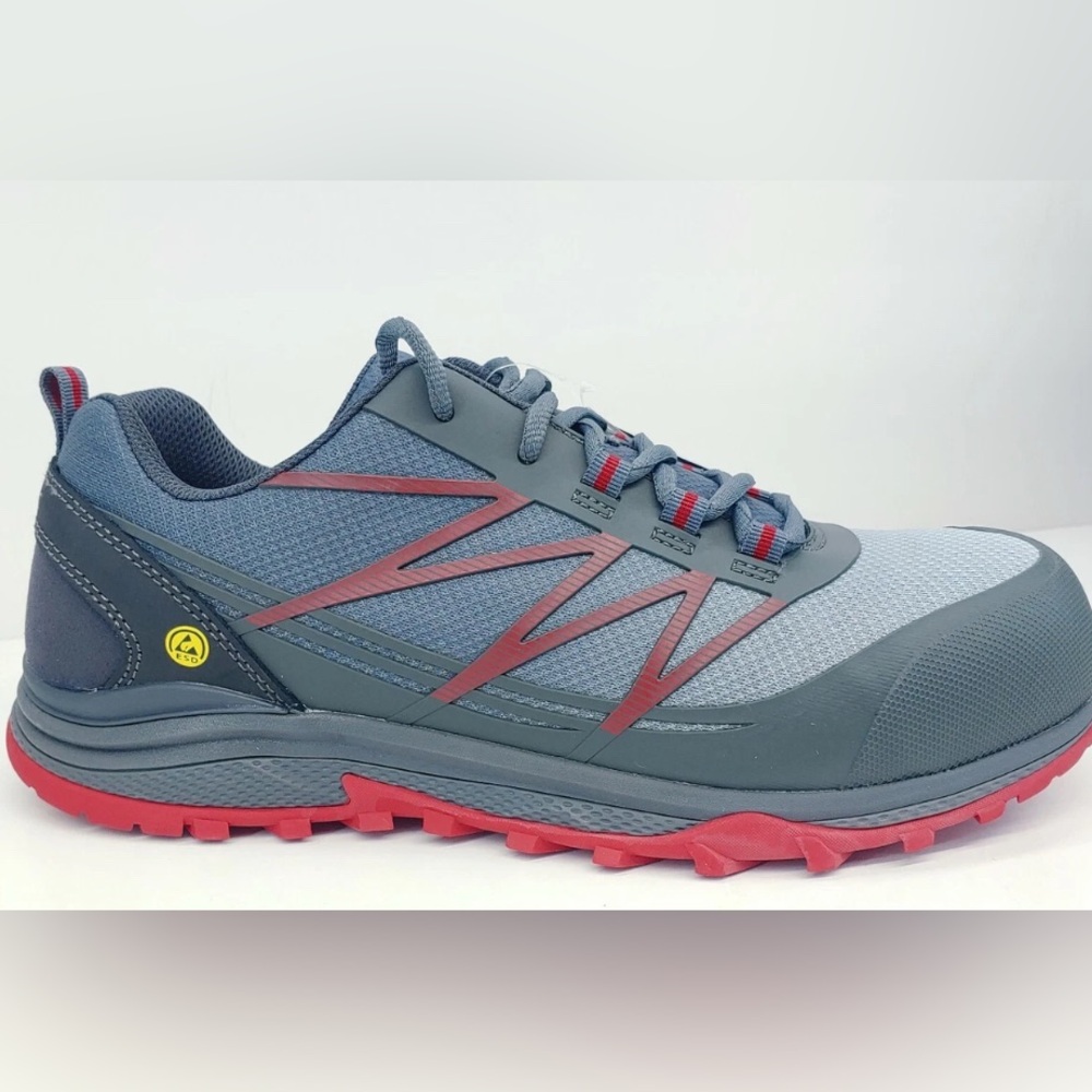 Skechers Puxal Mens Work Shoe Size 8 Gray/Red 200046 Memory Foam Comp Toe